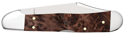 W.R. Case XX Knives Mini Copperlock Brown Maple Burl Wood 64067 Stainless Pocket Knife