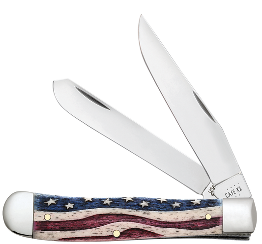 W.R. Case XX Knives Star Spangled Banner Natural Bone Trapper Stainless Pocket Knife 64132