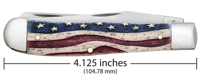 Case XX™ Knives Trapper Star Spangled Natural Bone US Flag Stainless Pocket Knife 64132