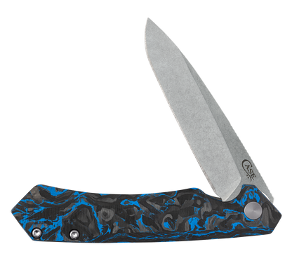 W.R. Case XX Knives Kinzua Frame Lock 64803 Blue Carbon Fiber S35VN Steel Pocket Knife