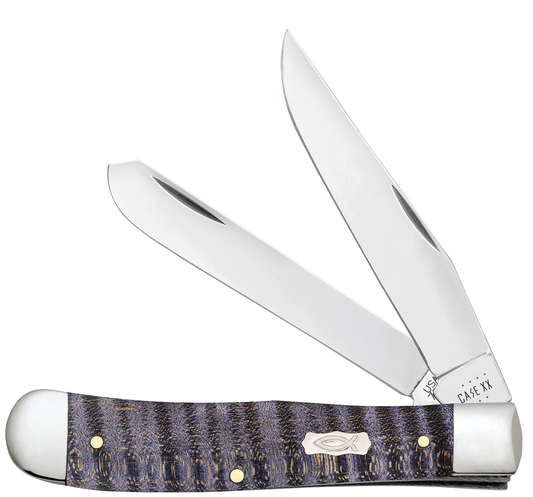 W.R. Case XX Knives Purple Curly Maple Ichthus Trapper 80540 Stainless Pocket Knife