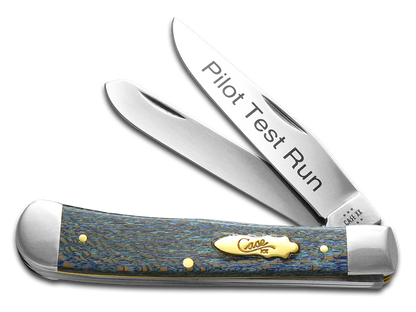 W.R. Case XX Knives Trapper Pilot Test Run Blue Sycamore Wood 90912 Stainless Pocket Knife