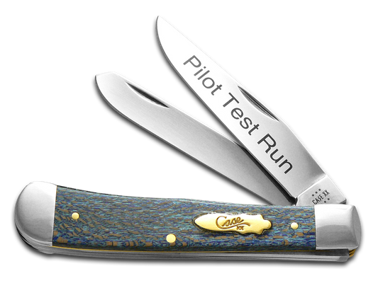 W.R. Case XX Knives Trapper Pilot Test Run Blue Sycamore Wood 90912 Stainless Pocket Knife