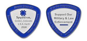 Spyderco Knives™ COIN2024 Knife Blue & White Enameled Nickel Commemorative Coin