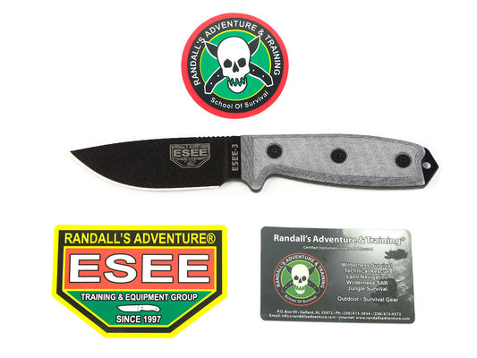 ESEE Knives™ Full-Tang Fixed Blade 3P-KO Gray G10 1095 Carbon Steel Knife