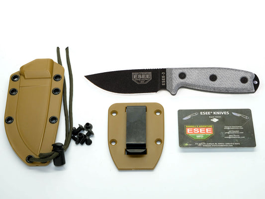 ESEE Knives™ Full-Tang Fixed Blade 3PM Gray G10 1095 Carbon Steel Knife