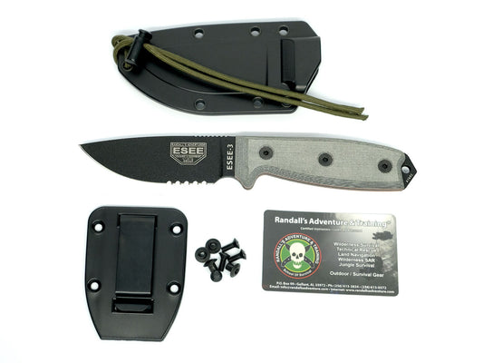 ESEE Knives™ Full-Tang Fixed Blade 3S-B Gray G10 1095 Carbon Steel Knife