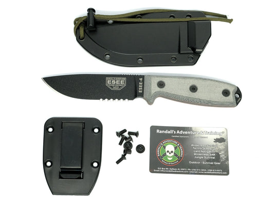 ESEE Knives™ Full-Tang Fixed Blade 4S-B Gray G10 1095 Carbon Steel Knife