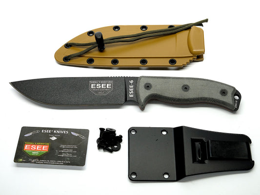 ESEE Knives™ Full-Tang Fixed Blade 6P Gray G10 1095 Carbon Steel Knife