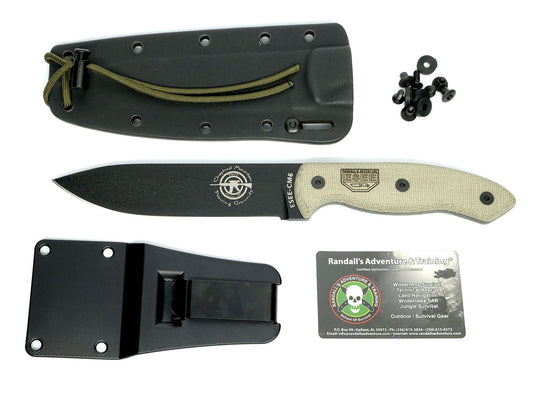ESEE Knives™ Full-Tang Fixed Blade CM-6 Natural Canvas Micarta 1095 Carbon Steel Knife