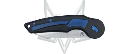 Fox Knives™ Jupiter Button Lock FX-555 TIBL Black & Blue Titanium M390 Stainless Steel Pocket Knife