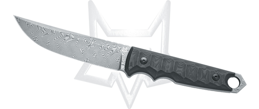 Fox Knives™ Ryu Fixed Blade FX-634 DCFB Black Camo Carbon Fiber Damascus Steel Knife