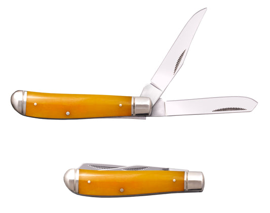 Cold Steel, Inc.™ Mini Trapper CS-FL-MTRPR-Y Yellow Bone 8Cr13Mov Stainless Steel Pocket Knife