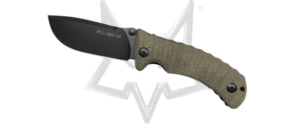 Fox Knives™ Pro-Hunter Liner Lock FX-130 MGT Green Micarta N690Co Stainless Steel Pocket Knife