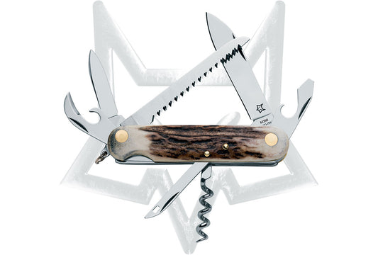 Fox Knives™ Camp Knife 226/7 SCE Deer Stag Antler Bohler M390 Stainless Steel Pocket Knife