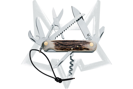 Fox Knives™ Camp Knife 226/8 SCE Deer Stag Antler Bohler M390 Stainless Steel Pocket Knife