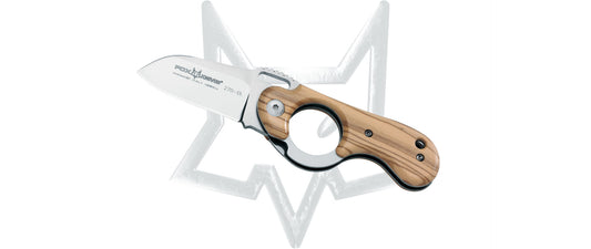 Fox Knives™ Finger Ring Liner Lock 270 OL Olive Wood N690Co Stainless Steel Pocket Knife