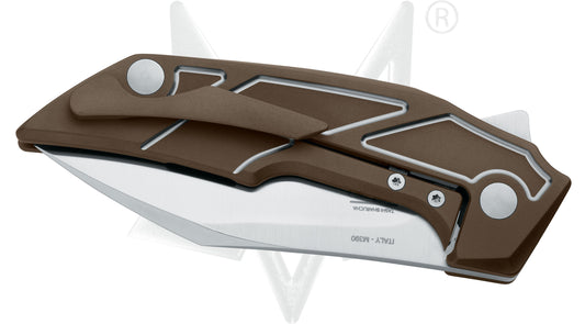 Fox Knives™ Phoenix Frame Lock FX-531 TI BR Brown Titanium M390 Stainless Steel Pocket Knife