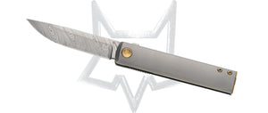 Fox Knives™ Chnops Liner Lock FX-543 DBB Gray Titanium Stainless DS93X Damasteel Pocket Knife
