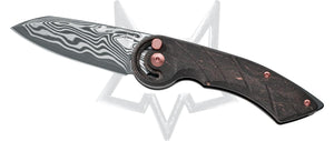 Fox Knives™ Radius Button Lock FX-550 DCFR Snake Skin Carbon Fiber & Copper Damasteel Pocket Knife