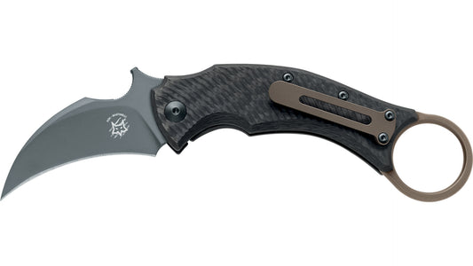 Fox Knives™ Black Bird Karambit FX-591 TIC BR Black Carbon Fiber and Bronze 6082 Aluminum Elmax Stainless Steel Pocket Knife