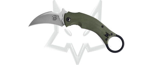 Fox Knives™ Black Bird Karambit Liner Lock FX-591 ODSW OD Green G10 N690Co Stainless Steel Pocket Knife