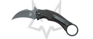 Fox Knives™ Black Bird Karambit FX-591 TICB Black Carbon Fiber and 6082 Aluminum Elmax Stainless Steel Pocket Knife