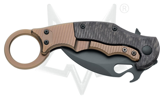 Fox Knives™ Karambit Frame Lock FX-599 TIC Carbon Fiber and Titanium Elmax Stainless Steel Pocket Knife