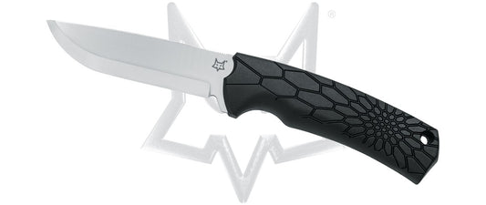 Fox Knives™ Core Scandi Fixed Blade FX-606 Black Thermorubber & Polypropylene BECUT Stainless Steel Knife