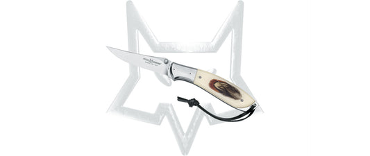 Fox Knives™ Pheasant Liner Lock BR-011F White Resin Sandvik 12C27 Stainless Steel Pocket Knife