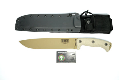 ESEE Knives™ Junglas Fixed Blade JUNGLAS-DE-E Natural Canvas Micarta 1095 Carbon Steel Knife