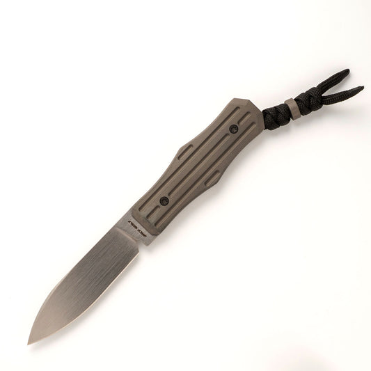 Jack Wolf Knives™ Vampire FIXedc VAMPI-FX-01-TI-FLUTED Dark Blast Titanium S90V Stainless Steel Knife