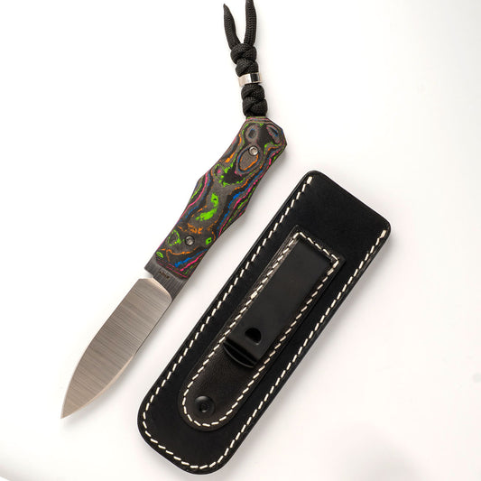 Jack Wolf Knives™ Vampire FIXedc VAMPI-FX-01-CC-80S 80's Camo Carbon Fiber S90V Stainless Steel Knife