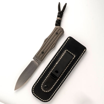 Jack Wolf Knives™ Vampire FIXedc VAMPI-FX-01-TI-FLUTED Dark Blast Titanium S90V Stainless Steel Knife