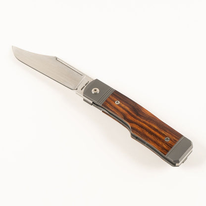 Jack Wolf Knives™ Gunstock Frame Lock GUNSL-02-IRONWOOD Ironwood S90V Stainless Steel Pocket Knife