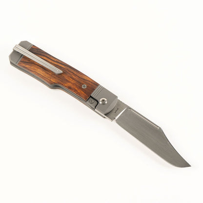 Jack Wolf Knives™ Gunstock Frame Lock GUNSL-02-IRONWOOD Ironwood S90V Stainless Steel Pocket Knife