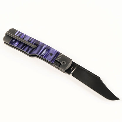 Jack Wolf Knives™ Gunstock Frame Lock GUNSL-02-KIR-COSPUR Cosmic Purple Kirinite S90V Stainless Steel Pocket Knife