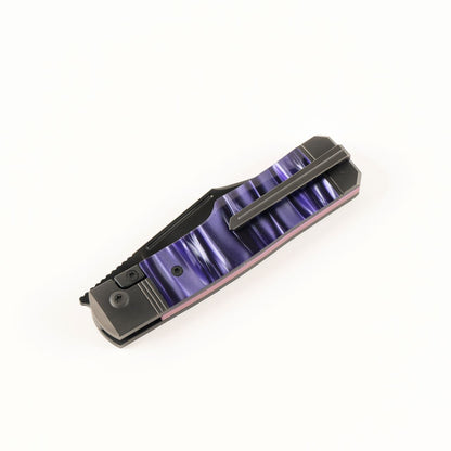 Jack Wolf Knives™ Gunstock Frame Lock GUNSL-02-KIR-COSPUR Cosmic Purple Kirinite S90V Stainless Steel Pocket Knife