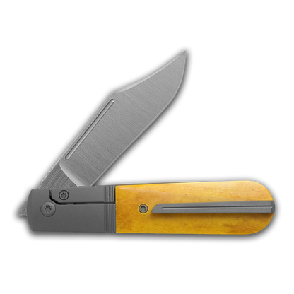 Jack Wolf Knives™ Primo Jack Barlow PRIMO-01-SM-YLW-BNE Yellow Bone S90V Stainless Steel Pocket Knife