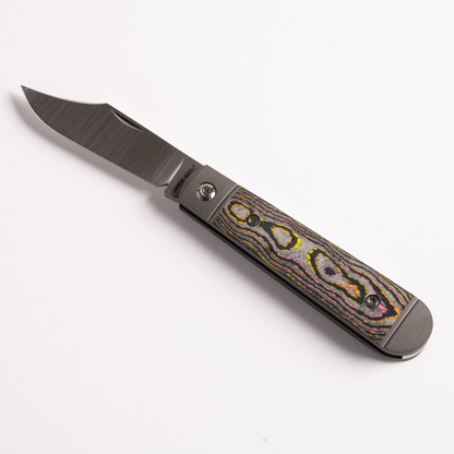 Jack Wolf Knives™ Little Bro Jack LILBR-01-CC-FLO Flo Party CamoCarbon Fiber S90V Stainless Steel Pocket Knife