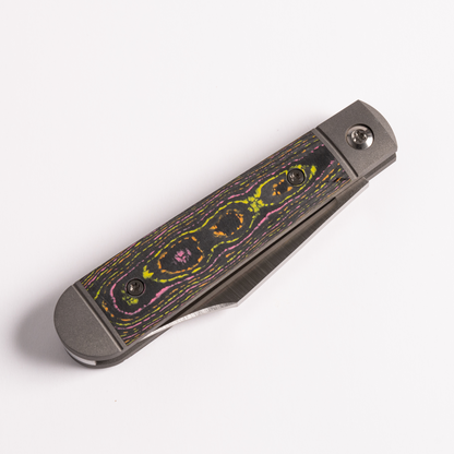 Jack Wolf Knives™ Little Bro Jack LILBR-01-CC-FLO Flo Party CamoCarbon Fiber S90V Stainless Steel Pocket Knife