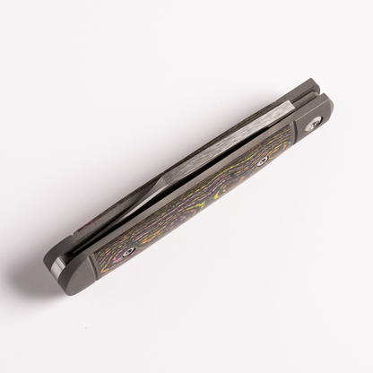 Jack Wolf Knives™ Little Bro Jack LILBR-01-CC-FLO Flo Party CamoCarbon Fiber S90V Stainless Steel Pocket Knife