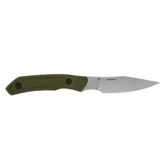 Kershaw Knives™ Deschutes Caper Fixed Blade 1882 Olive Green Rubber and Polypropylene D2 Semi-Stainless Steel Knife