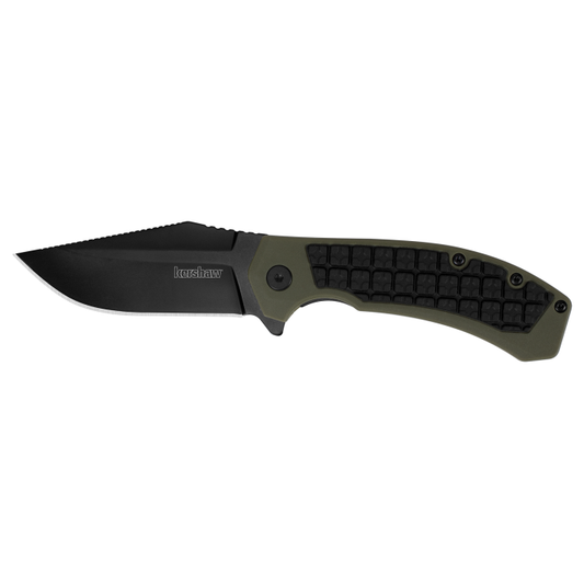 Kershaw Knives™ Faultline Liner Lock 8760 OD Green GFN and Black Rubber 8Cr13MoV Stainless Steel Pocket Knife