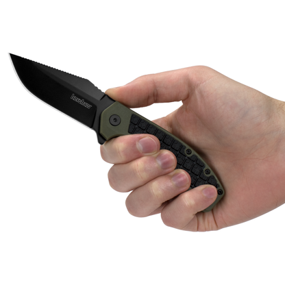 Kershaw Knives™ Faultline Liner Lock 8760 OD Green GFN and Black Rubber 8Cr13MoV Stainless Steel Pocket Knife