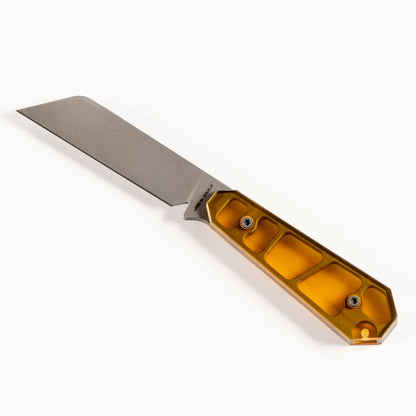 Jack Wolf Knives™ Midnight FixEDC Fixed Blade MIDNI-FX-01-ULTEM Amber Ultem S90V Stainless Steel Knife