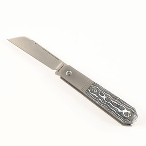 Jack Wolf Knives™ Midnight Jack MIDNI-02-FC-WS White Storm Fat Carbon S90V Stainless Steel Pocket Knife
