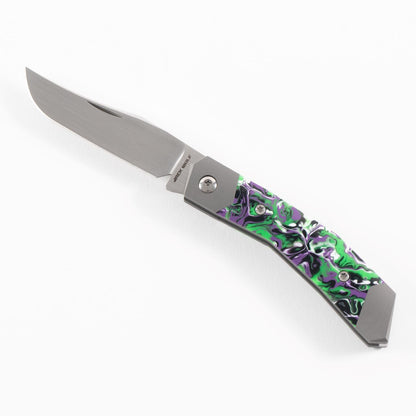 Jack Wolf Knives™ Mini Cyborg MINCY-01-KAOTIC Kaotic Resin CPM S90V Stainless Steel Pocket Knife