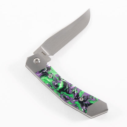 Jack Wolf Knives™ Mini Cyborg MINCY-01-KAOTIC Kaotic Resin CPM S90V Stainless Steel Pocket Knife