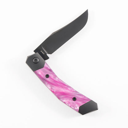 Jack Wolf Knives™ Mini Cyborg MINCY-01-KIR-COSPNK Cosmic Pink Kirinite CPM S90V Stainless Steel Pocket Knife